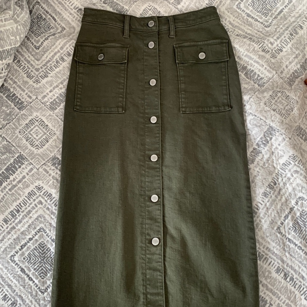 Green Jean Pencil Skirt